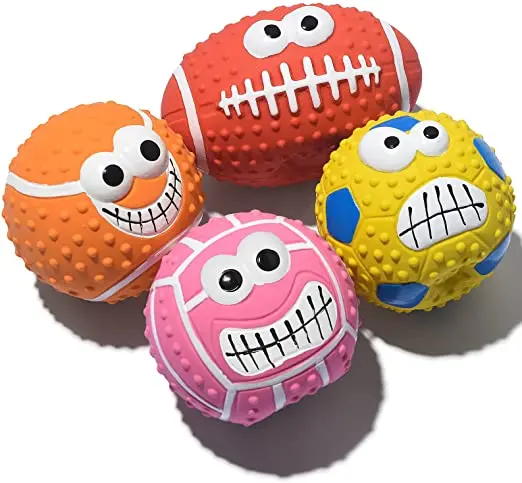 Resistant Dog Chew Balls Interactive Latex Rubber Dog Squeak Toys Soft Latex Rubber Dog Toy Ball Pet Latex Toy