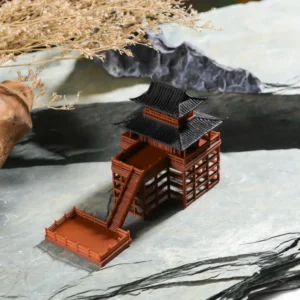 Retro Double Floor Stilt House Decor 3D Model Figurine For Aquarium Micro Landscape Courtyard Artificial Rockery Decor