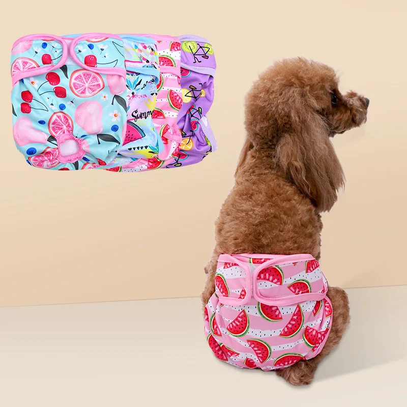 Reusable Female Dog Sanitary Pants Washable Anti-Harassment Pet Diapers Printed Urine-Free Dog Pet Menstrual Pants Cloth Type