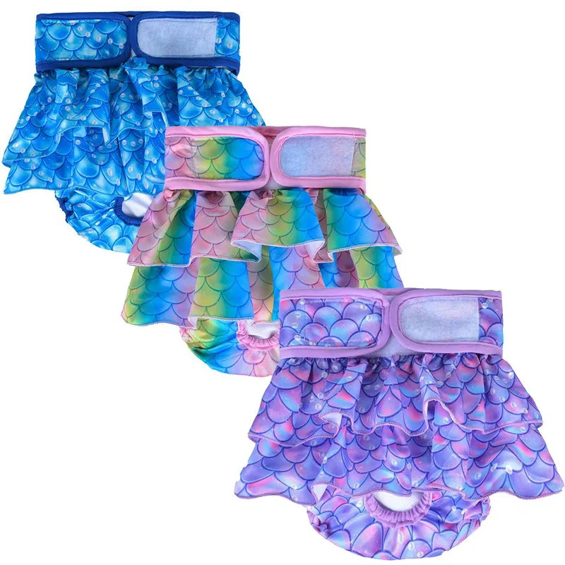 Reusable High Absorbent Polyester Dog Diapers No Leak Puppy Panties Washable Multi-color Autumn Winter Female