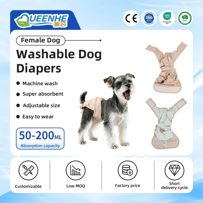 Reusable Soft Washable Female Dog Nappies Diapers Custom Comfort Dog Diapers