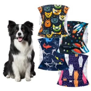 Reusable and Washable Adjustable Printed Diapers for Male Dogs