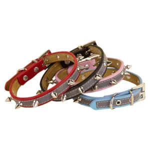 Rivets Reflective Dog Collar Leather Puppy Neck Strap Collars for Small Medium Large Dogs Accessories Pitbull Pet Supplies