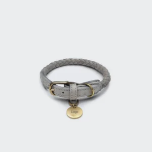Rolled Leather Dog Collar, Durable Round Rope Pet Collar for Small Medium Large Dogs