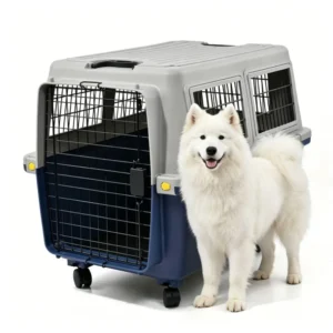 Rolling Classic Fashion Pet Travel Carrier with Wheels Airline Approved PPB M09 Plastic Snap Button Dog Cat Transport Box