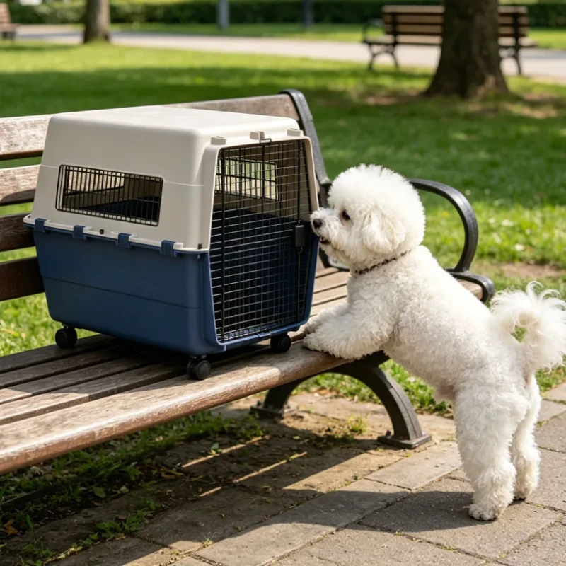 Rolling Thickened Airline Pet Crate Sturdy Pressure Resistant Dog Cat Transport Cage Large Ventilated Durable Portable Fashion