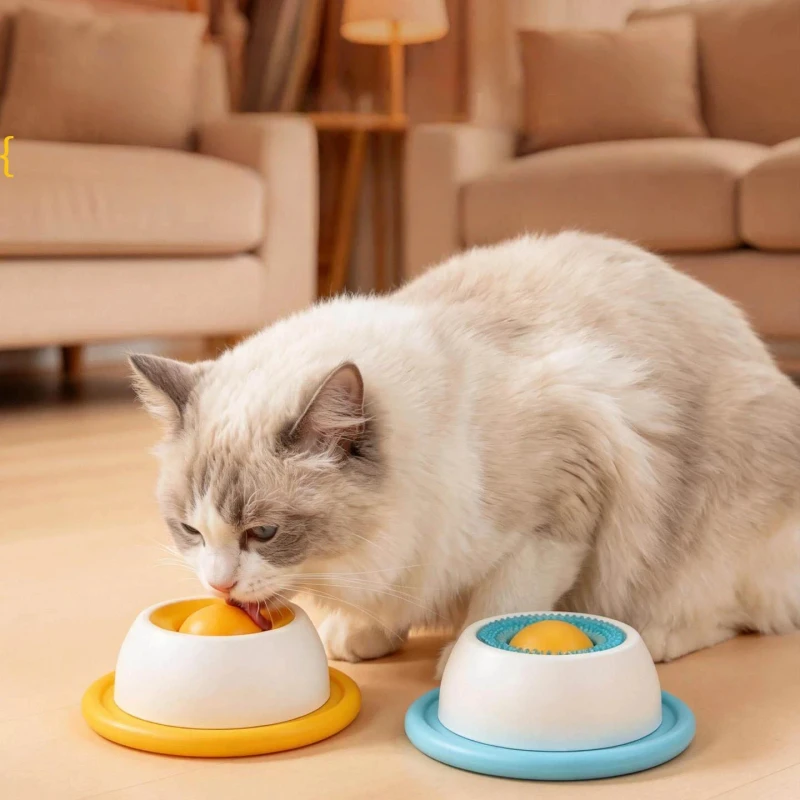 Rotating Pet Slow Feeder Bowl Pet Bowl Feeders 360 Lick Ball Anxiety Relief Licking Toy Boredom Stress Training Pet Feeding Bowl