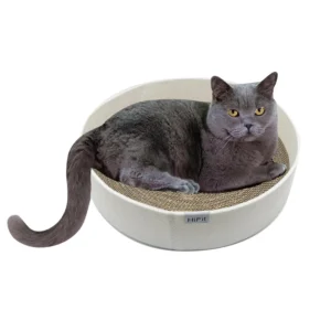 Round Cat Scratcher Couch Felt Bed with Corrugated Pad Cat Scratch Bowl Cardboard Pad for Indoor Cats Lounge