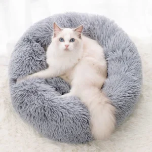 Round Donut Pet Bed Luxury Thick Fluffy Faux Fur Warm Plush Pet Cushion High-quality Soft Doghouse