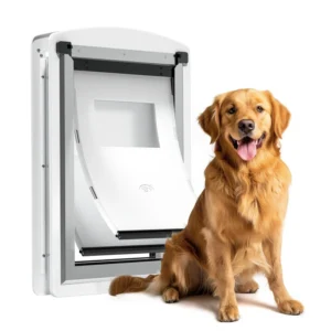 Round Durable Access Flap for Dogs Iron Frame Pet Door Controlled Access for Pet Care All Seasons