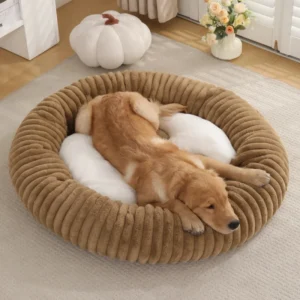 Round PP Cotton Pet Bed Warm and Soft in Winter Dog and Cat Bed Small Medium Size Pet Supplies