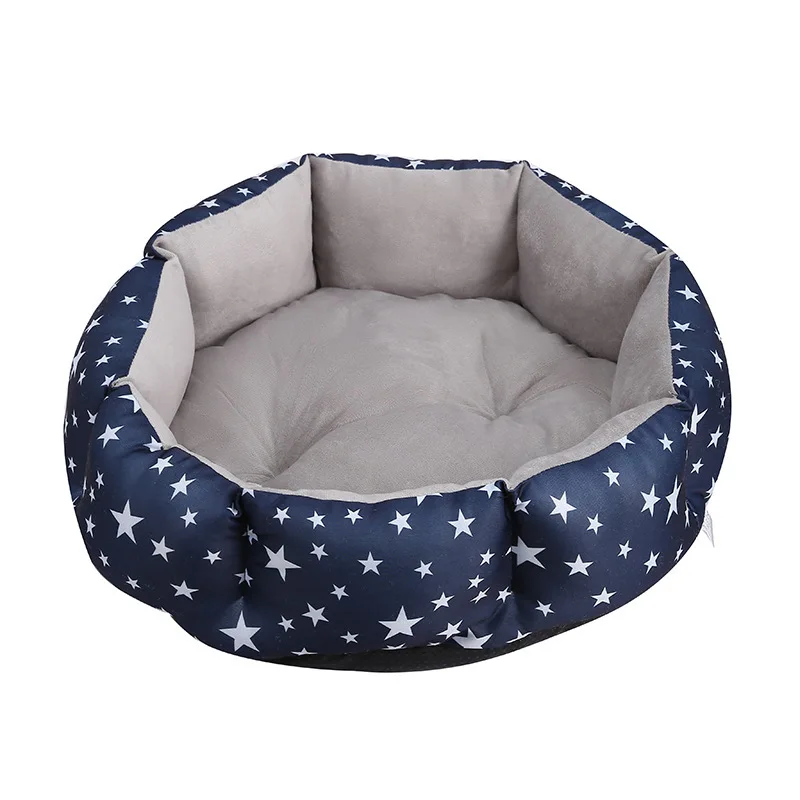 Round Pet Sleeping Plush Beds Dog Polyester Fill Solid Pattern Machine Washable Eco Friendly