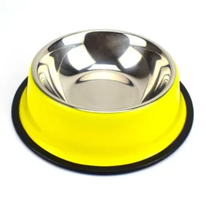 Rounded Durable Slow Feeder Pet Bowl Non-Slip Rubber Base Stainless Steel Multi-color Dog Water Bowl for Small Medium Animals