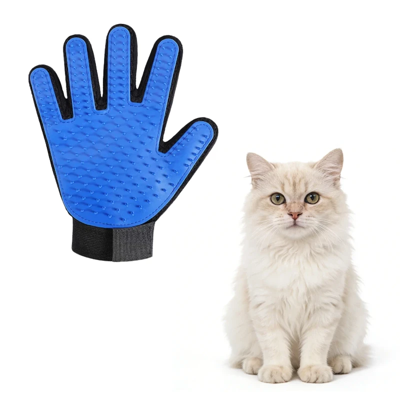 Rubber & Silicone Simple Pet Hair Removal Gloves Set Anti-Scratch for Cats Grooming Bath Massage