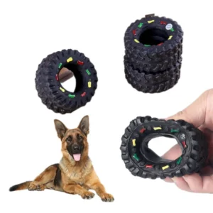 Rubber Tire Dog Chew Toy Durable Interactive Squeaky Pet Toy for Dogs Heavy Duty Dog Chew Toys with Squeaker