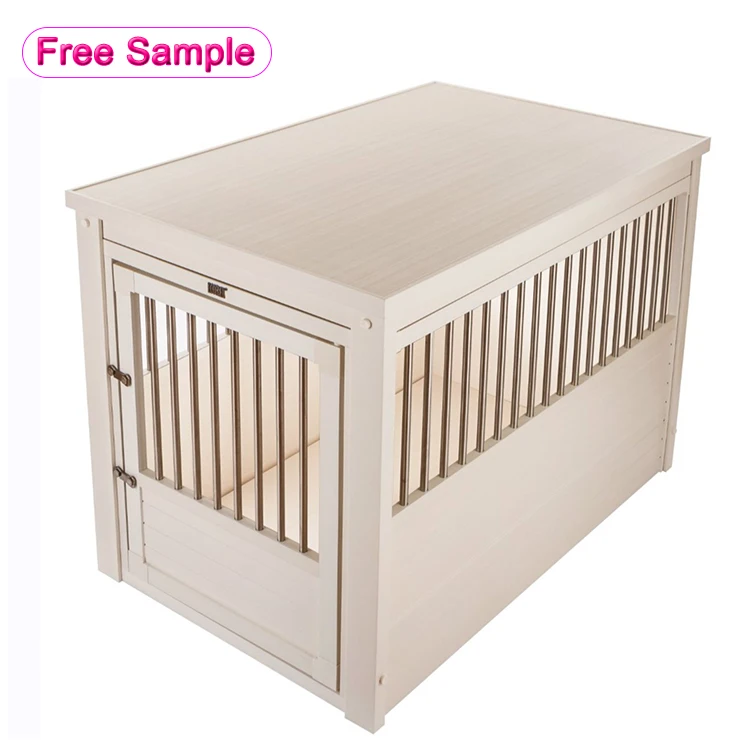 Rustic Heavy Duty Wooden Pet House Large Medium Dog Crate Furniture Decorative End Table Kennel with High Visibility Easy Use