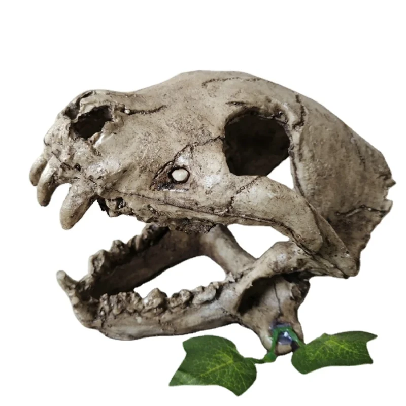 SHENGXIANG Tank Decorative Aquarium Resin Cave Decorations Eco friendly Material Head Bone Skull Resin Reptile Resin Cave For Aquarium Tan