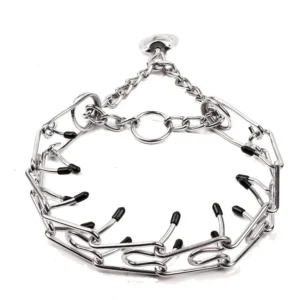 SSeeSY Pet Jewelry Steel Detachable Adjustable Choke Pinch Dog Collar with Comfort Rubber Tips Dog Prong Training Collar