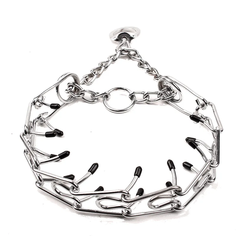 SSeeSY Pet Jewelry Steel Detachable Adjustable Choke Pinch Dog Collar with Comfort Rubber Tips Dog Prong Training Collar