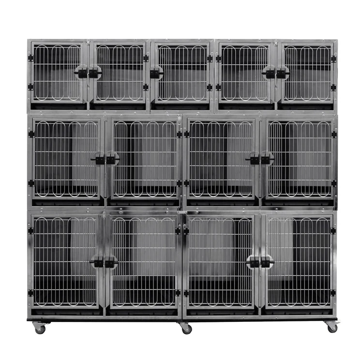 SUS304 201 Stainless Steel Dog Cat Modular Cages Bank for Pet Shop Dog Kennel