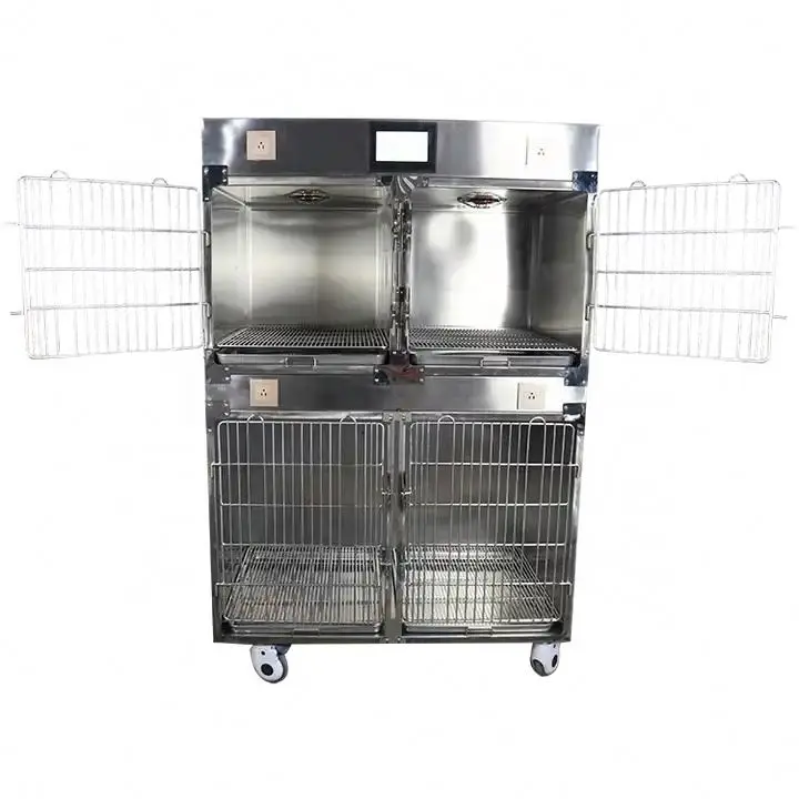 SY W020 Pet Cages Round Cornered Hospital Large Stainless Steel Dog Cages Veterinary Therapy Cage