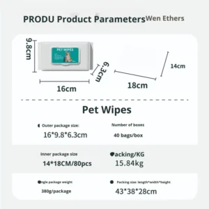 Safe Gentle Pet Wet Wipes 80 Sheets Alcohol Free Fragrance Free Disposable No Rinse Cleaning for Dogs & Cats