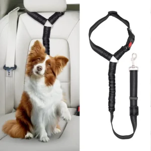 Safety Heavy Duty Durable Retractable Adjustable Bungee Nylon Dog Pet Vehicle Car Seatbelts Seat Leash Belt