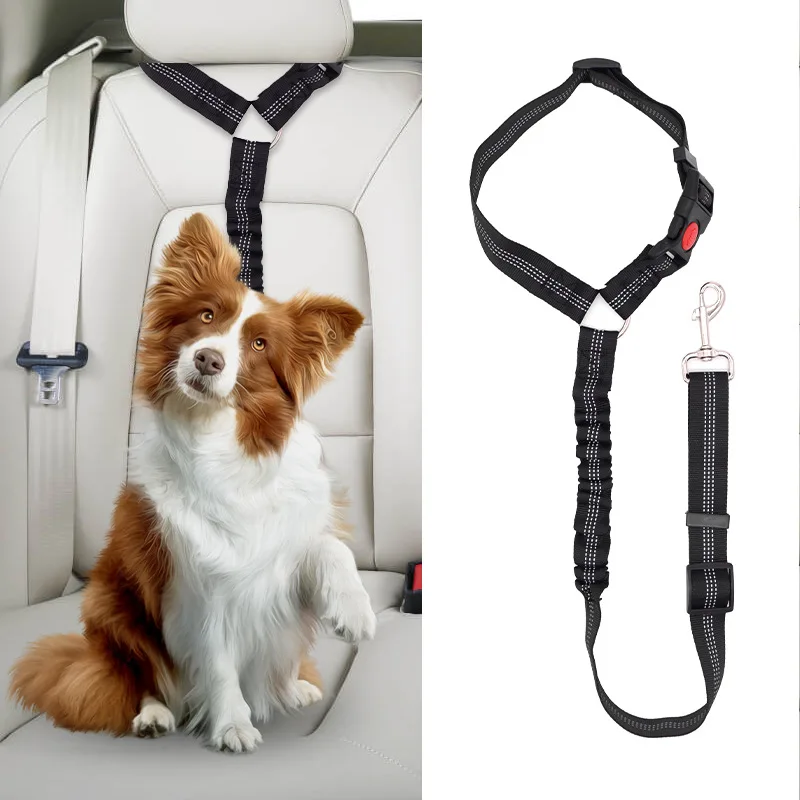 Safety Heavy Duty Durable Retractable Adjustable Bungee Nylon Dog Pet Vehicle Car Seatbelts Seat Leash Belt