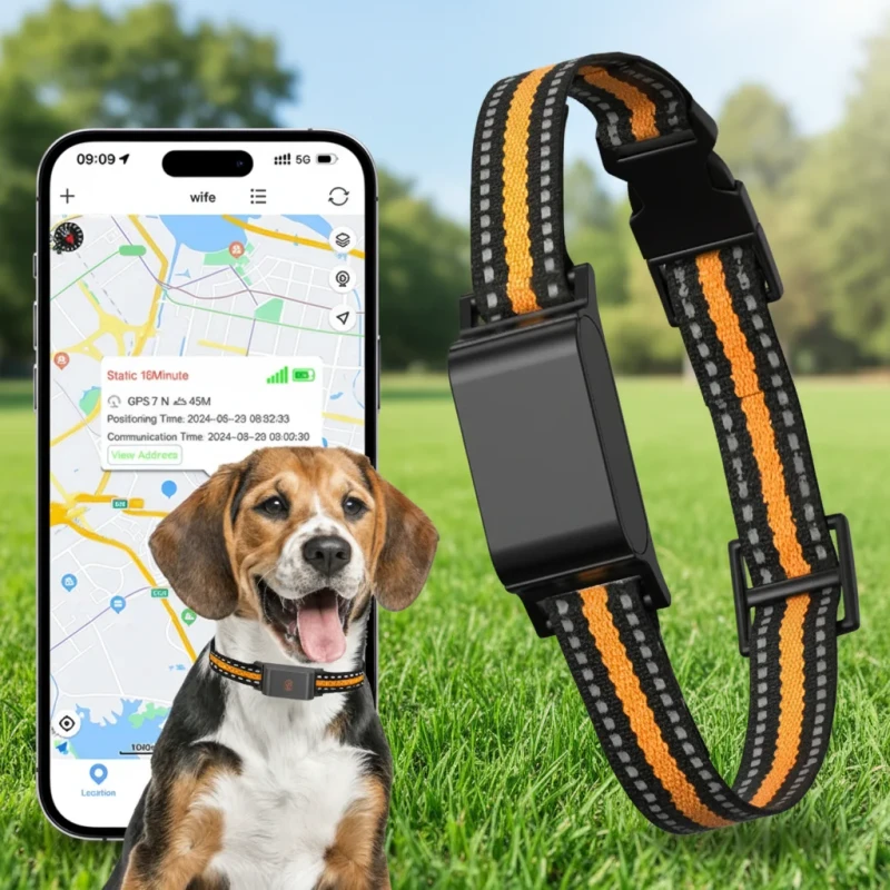 Saftly Real-Time Electric Pet Tracker for Dogs Smart 4G GPS Waterproof Unlimited Range Smart Pet Tracker