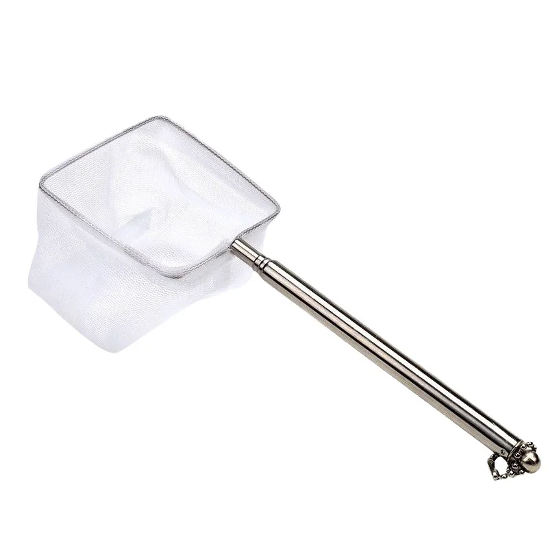 Scalable 3D Aquarium Small Fish Shrimp Net Square Stainless Steel Mini Fish Tank Net Cleaning Tool Accessories