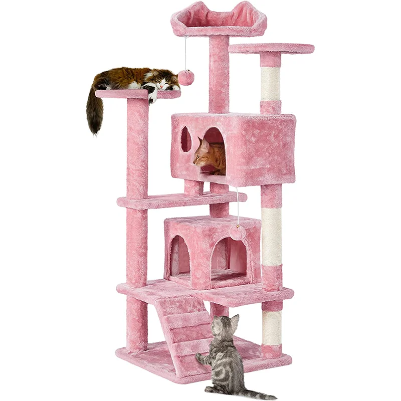 Scratch Climbing Tower Sisal Tree Tower Condo Play Pet Scratch Post Kitten Furniture Large Wooden Cat House