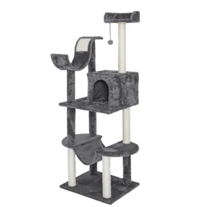Scratcher Cat Post Tree Toy Ball Custom Wooden Large Double Furniture Condo Cat Wood Tower Sisal Fabric Eco Friendly Strong
