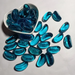 Sea Blue Cashew Shaped Glass Beads Fire-Resistant Eco-Friendly for Kitchen Dining Fireplace Home Decoration