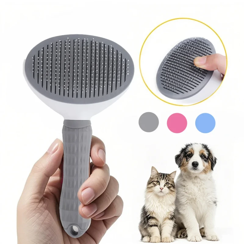 Self Cleaning Cat & Dog Slicker Brushes Pet Grooming Comb with Cleaning Button Dog Grooming Comb Brush Tool