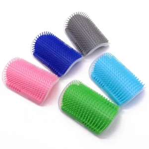 Self Groomer with Catnip Wall Corner Massage Comb Scratcher Grooming Brush Tool for Long and Short Fur Kitten Cats Dogs