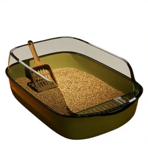 Semi enclosed Extra Large Odor Proof Cat Litter Box with Splash Guard and Thickened Design