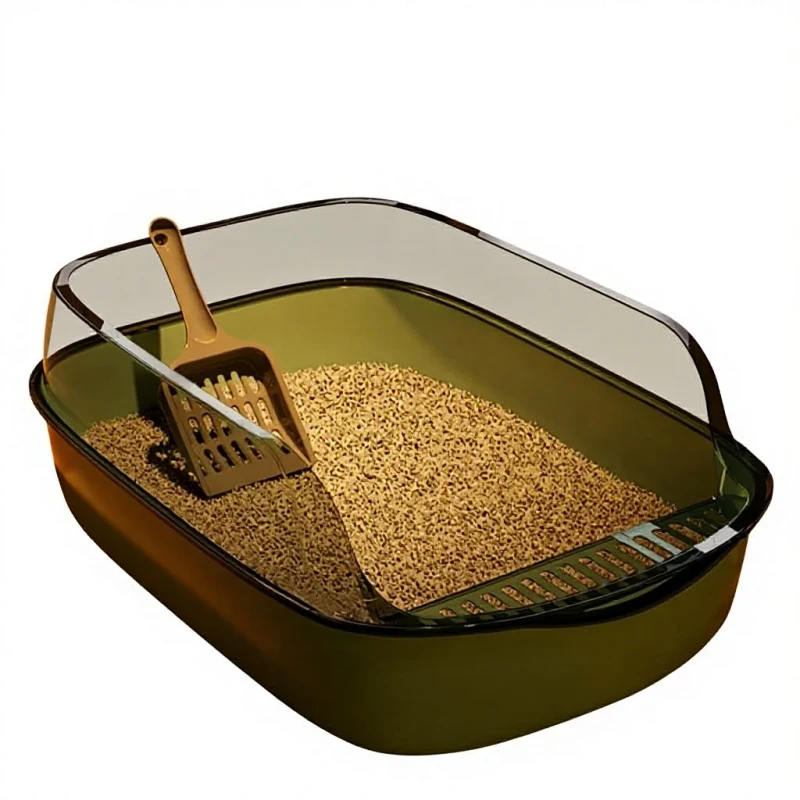 Semi enclosed Extra Large Odor Proof Cat Litter Box with Splash Guard and Thickened Design