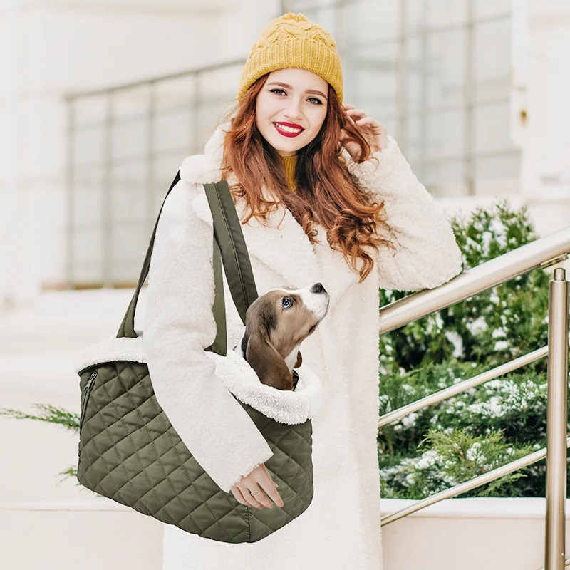 Senful Factory Supply Fashion Quilted Eco Friendly Portable Traveling Dog Cat Pet Carrier Bag 7KG Open Top All Seasons