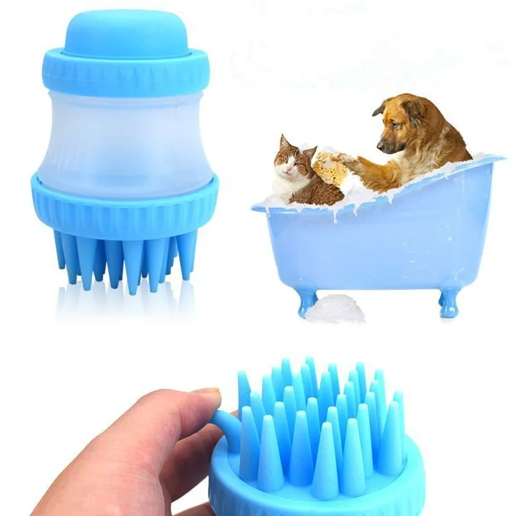 Set Pet Grooming Kit for Dogs Cats Pets Combs and Pet Bath Massage Brush Silicone Rubber Dog Grooming Brush