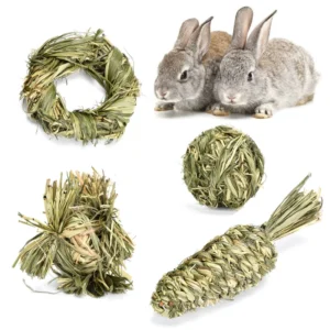 Set of Eco Friendly Rabbit Chinchilla Boredom Relief Toys Grass Woven Ball Timothy Hay Ball Exotic Pet Chew Snacks Pet Supplies
