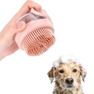 Shampoo Dispenser Shower Brush for Dogs Durable TPR Rubber with Shampoo Squeeze Button Bathroom Use