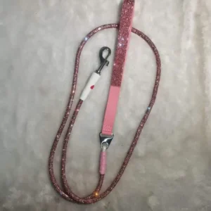 Shiny Bling Dog Leash Durable Rhinestone Crystal Pet Traction Rope with Comfort Handle Fit Small Medium Pets