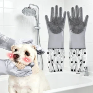Silicone Bath Gloves for Cat and Dog Grooming and Cleaning Durable Multi Functional Pet Bathing Anti Scratch Massage Gloves