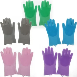 Silicone Bristle Soft Cleaning Gloves for Dog and Cat Pet Grooming Bathing Cleaner for Hair Removal