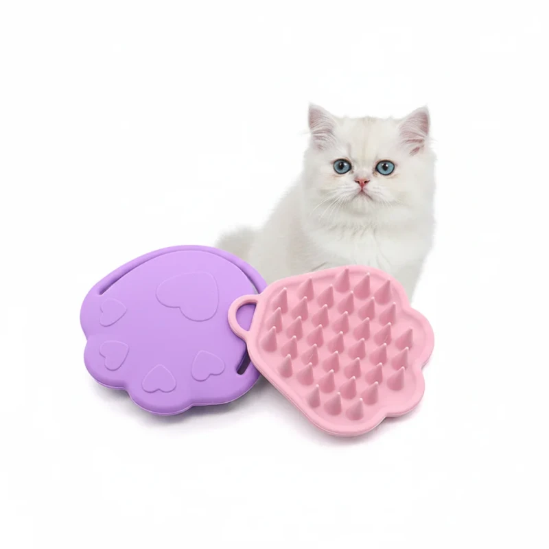 Silicone Dog Cat Bath Brush Soft Rubber Massage Shower Scrubber Effective Floating Hair Remover Pet Grooming Bathing Accessory