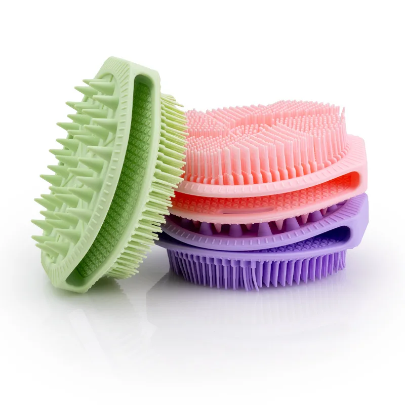 Silicone Double Sided Pet Bath Brush with Massage Feature for Shampoo and Bath Cleaning Bulk Packaging