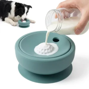 Silicone Indoor Slow Feeder Licking Bowl with Rolling Ball for Cats & Dogs Slow Pet Eating Easy Clean