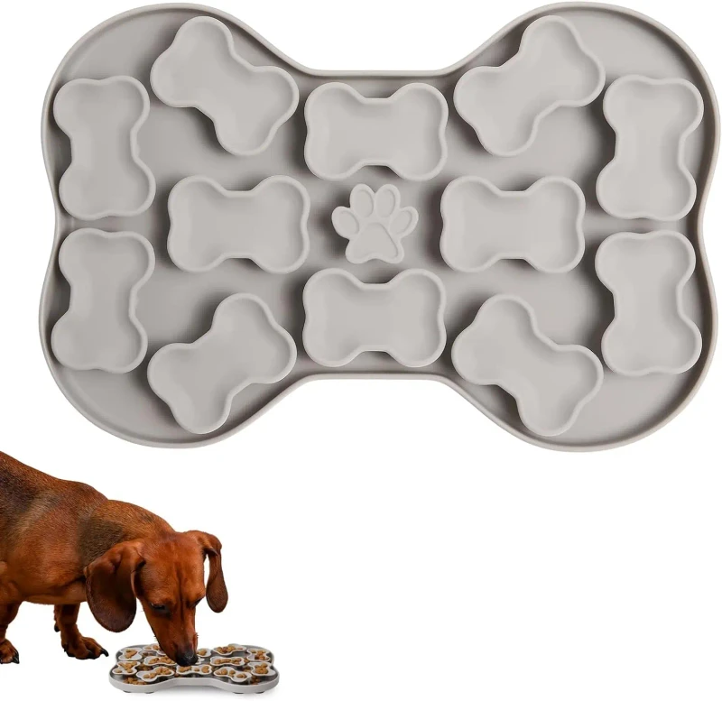 Silicone Mat Puzzle Toy Bone Shape Pet Slow Feeding Mat Dog Cat Lick Pad Bowls for Dogs