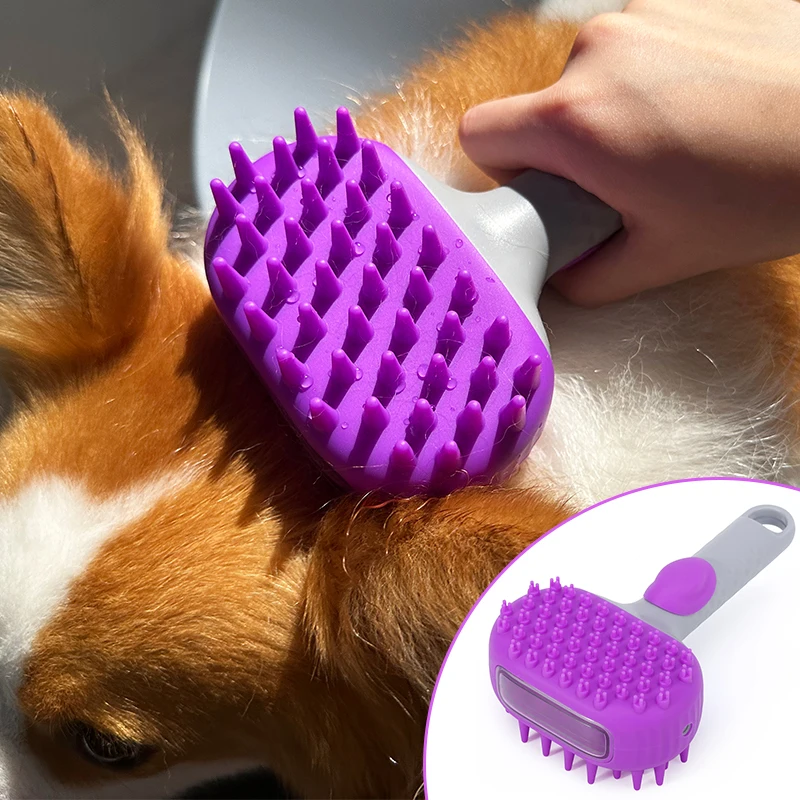 Silicone Pet Cleaning Shower Shampoo Dog Grooming Massage Bath Brush for Dogs With Soap Dispenser