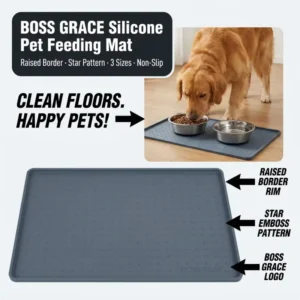 Silicone Pet Food Bowl Mat Non Slip Feeder Tray High Raised Edge Pet Placemat Portable Cat Dog Pet Feeding Mat for Food Water